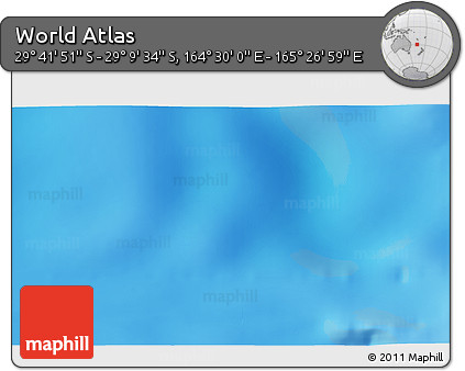 Physical 3D Map of the Area around 29° 25' 43" S, 164° 58' 29" E