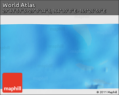 Physical 3D Map of the Area around 29° 25' 43" S, 164° 58' 29" E