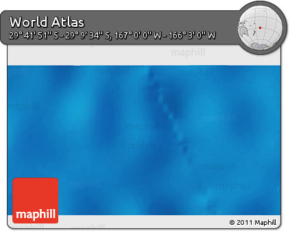 Physical 3D Map of the Area around 29° 25' 43" S, 166° 31' 30" W