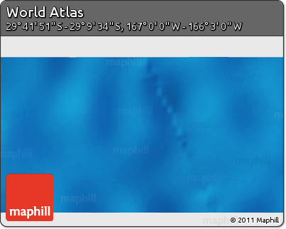 Physical 3D Map of the Area around 29° 25' 43" S, 166° 31' 30" W