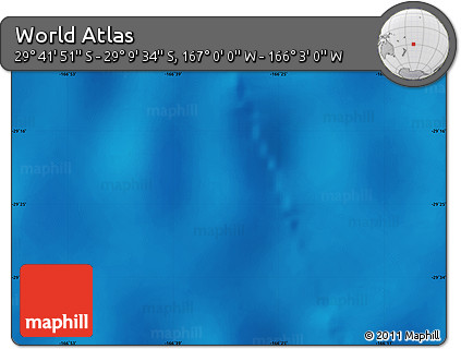 Physical Map of the Area around 29° 25' 43" S, 166° 31' 30" W