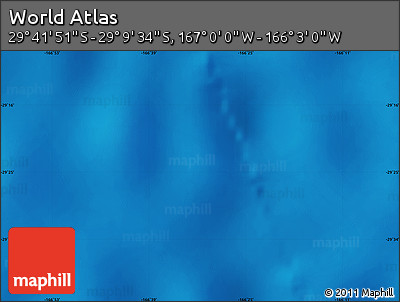 Physical Map of the Area around 29° 25' 43" S, 166° 31' 30" W