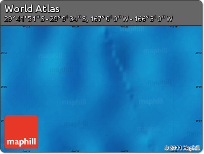 Physical Map of the Area around 29° 25' 43" S, 166° 31' 30" W