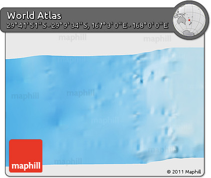 Physical 3D Map of the Area around 29° 25' 43" S, 167° 31' 30" E