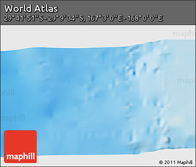 Physical 3D Map of the Area around 29° 25' 43" S, 167° 31' 30" E