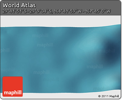 Satellite 3D Map of the Area around 29° 25' 43" S, 168° 13' 29" W