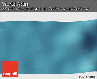 Satellite 3D Map of the Area around 29° 25' 43" S, 168° 13' 29" W
