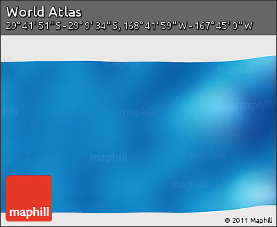 Shaded Relief 3D Map of the Area around 29° 25' 43" S, 168° 13' 29" W