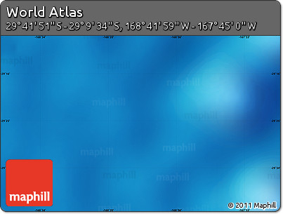 Physical Map of the Area around 29° 25' 43" S, 168° 13' 29" W