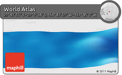 Physical Panoramic Map of the Area around 29° 25' 43" S, 168° 13' 29" W