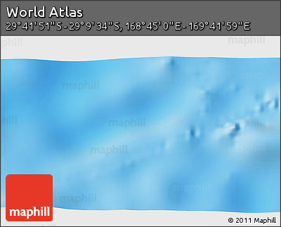 Physical 3D Map of the Area around 29° 25' 43" S, 169° 13' 29" E