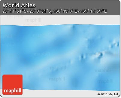 Physical 3D Map of the Area around 29° 25' 43" S, 169° 13' 29" E