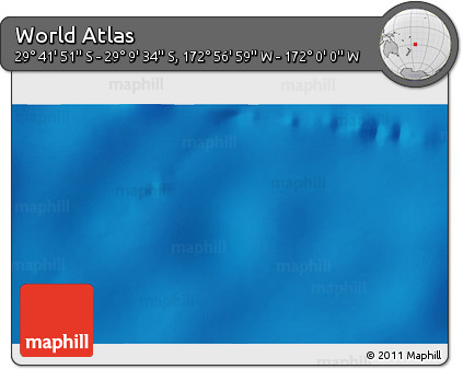Physical 3D Map of the Area around 29° 25' 43" S, 172° 28' 29" W