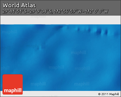 Physical 3D Map of the Area around 29° 25' 43" S, 172° 28' 29" W