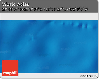 Physical 3D Map of the Area around 29° 25' 43" S, 172° 28' 29" W