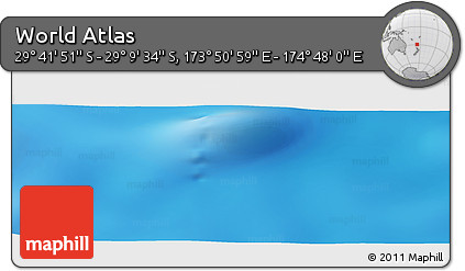 Physical Panoramic Map of the Area around 29° 25' 43" S, 174° 19' 29" E