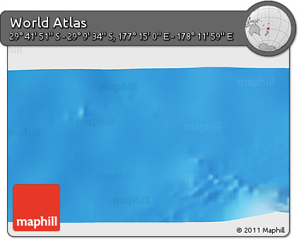 Physical 3D Map of the Area around 29° 25' 43" S, 177° 43' 29" E