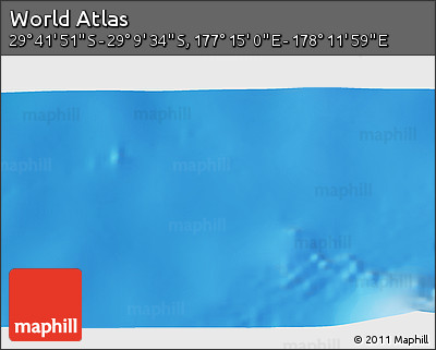 Physical 3D Map of the Area around 29° 25' 43" S, 177° 43' 29" E