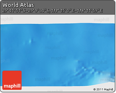 Physical 3D Map of the Area around 29° 25' 43" S, 177° 43' 29" E