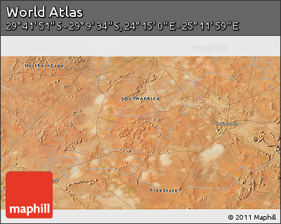 Satellite 3D Map of the Area around 29° 25' 43" S, 24° 43' 30" E