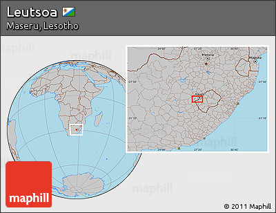 Gray Location Map of Leutsoa