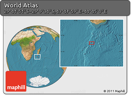 Satellite Location Map of the Area around 29° 25' 43" S, 44° 16' 29" E