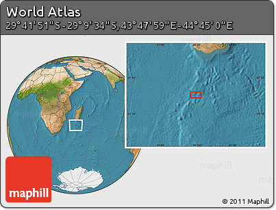 Satellite Location Map of the Area around 29° 25' 43" S, 44° 16' 29" E