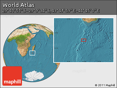 Satellite Location Map of the Area around 29° 25' 43" S, 44° 16' 29" E