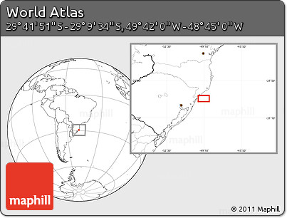 Blank Location Map of the Area around 29° 25' 43" S, 49° 13' 30" W