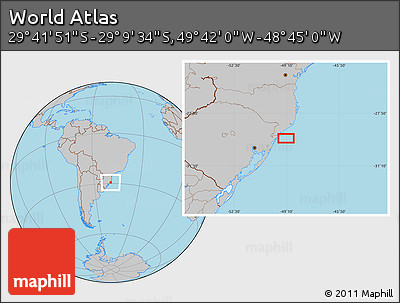Gray Location Map of the Area around 29° 25' 43" S, 49° 13' 30" W