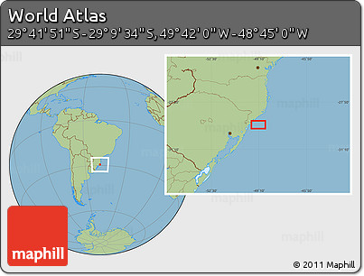 Savanna Style Location Map of the Area around 29° 25' 43" S, 49° 13' 30" W