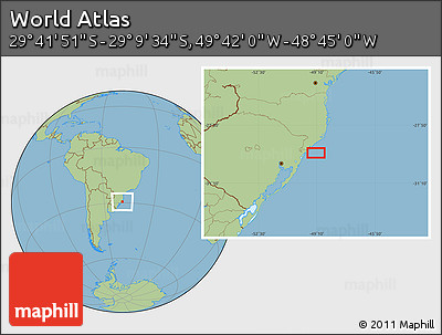 Savanna Style Location Map of the Area around 29° 25' 43" S, 49° 13' 30" W