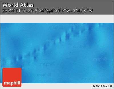 Physical 3D Map of the Area around 29° 25' 43" S, 4° 10' 30" W
