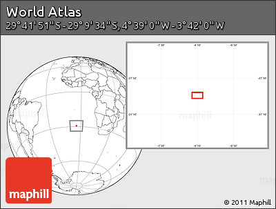 Blank Location Map of the Area around 29° 25' 43" S, 4° 10' 30" W