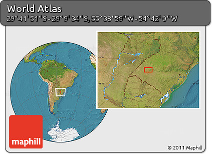 Satellite Location Map of the Area around 29° 25' 43" S, 55° 10' 29" W