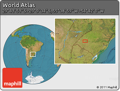 Satellite Location Map of the Area around 29° 25' 43" S, 55° 10' 29" W
