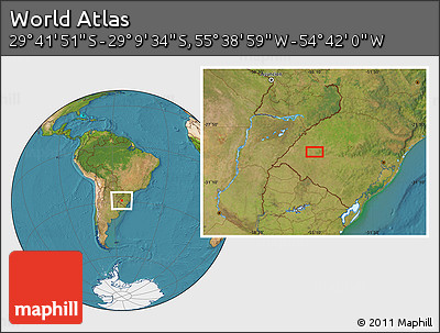 Satellite Location Map of the Area around 29° 25' 43" S, 55° 10' 29" W