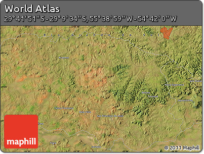 Satellite Map of the Area around 29° 25' 43" S, 55° 10' 29" W