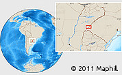 Shaded Relief Location Map of Yapeyú