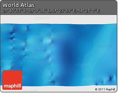 Physical 3D Map of the Area around 29° 25' 43" S, 57° 52' 30" E