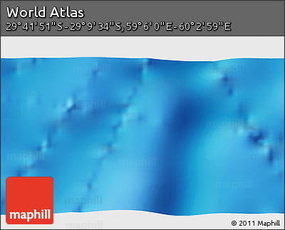 Physical 3D Map of the Area around 29° 25' 43" S, 59° 34' 30" E