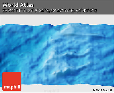 Physical 3D Map of the Area around 29° 25' 43" S, 61° 16' 29" E