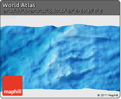 Physical 3D Map of the Area around 29° 25' 43" S, 61° 16' 29" E