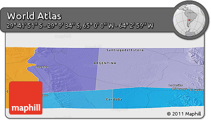 Political Panoramic Map of the Area around 29° 25' 43" S, 64° 31' 30" W
