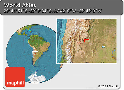 Satellite Location Map of the Area around 29° 25' 43" S, 66° 13' 29" W