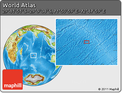 Physical Location Map of the Area around 29° 25' 43" S, 72° 19' 29" E
