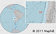 Gray Location Map of the area around 29° 25' 43" S, 73° 52' 30" W, hill shading