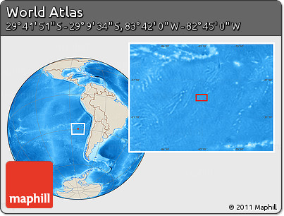 Shaded Relief Location Map of the Area around 29° 25' 43" S, 83° 13' 29" W