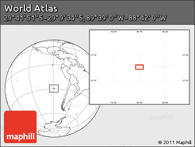 Blank Location Map of the Area around 29° 25' 43" S, 89° 10' 30" W