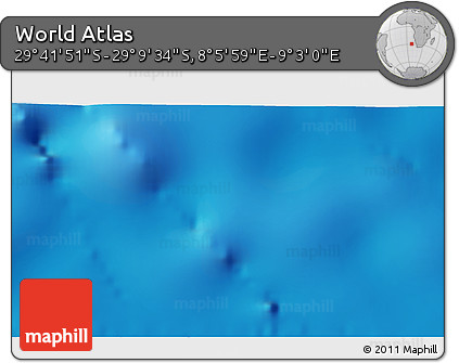 Physical 3D Map of the Area around 29° 25' 43" S, 8° 34' 29" E